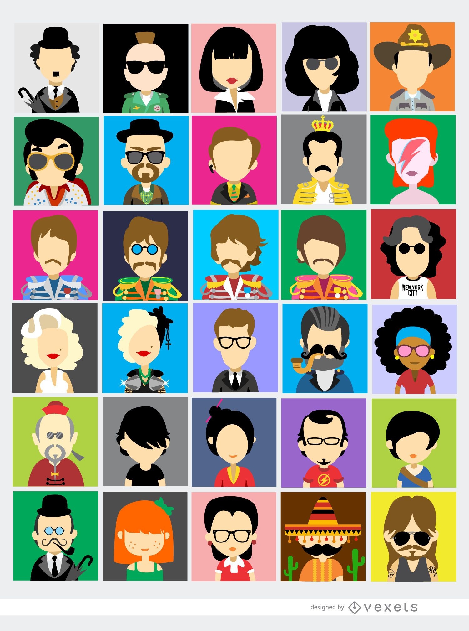 30 Famous People Avatars Vector Download