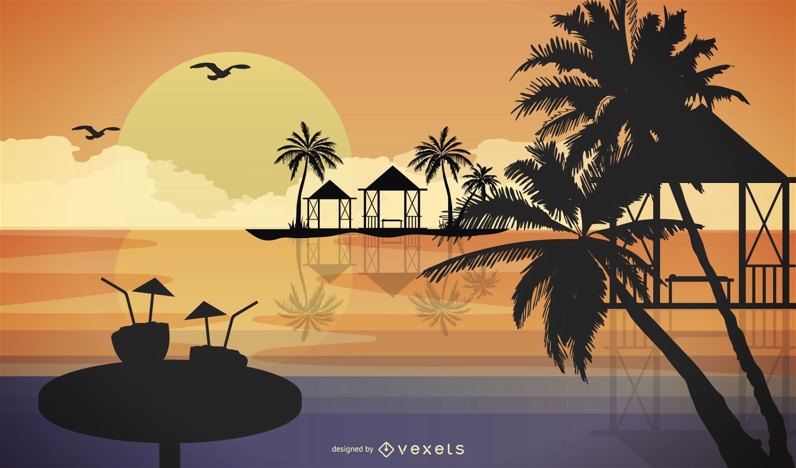 Descarga Vector De Dibujos Animados De Resort De Vacaciones De Verano