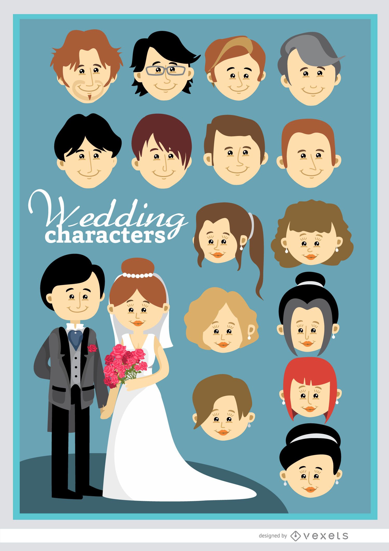 Cartoon Custom Wedding Couple Vector Download