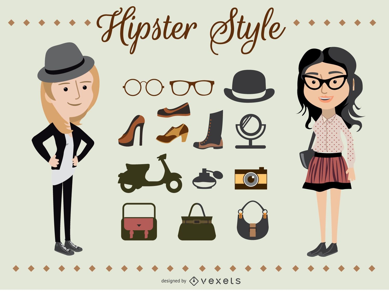 Girl in retro or hipster style Royalty Free Vector Image