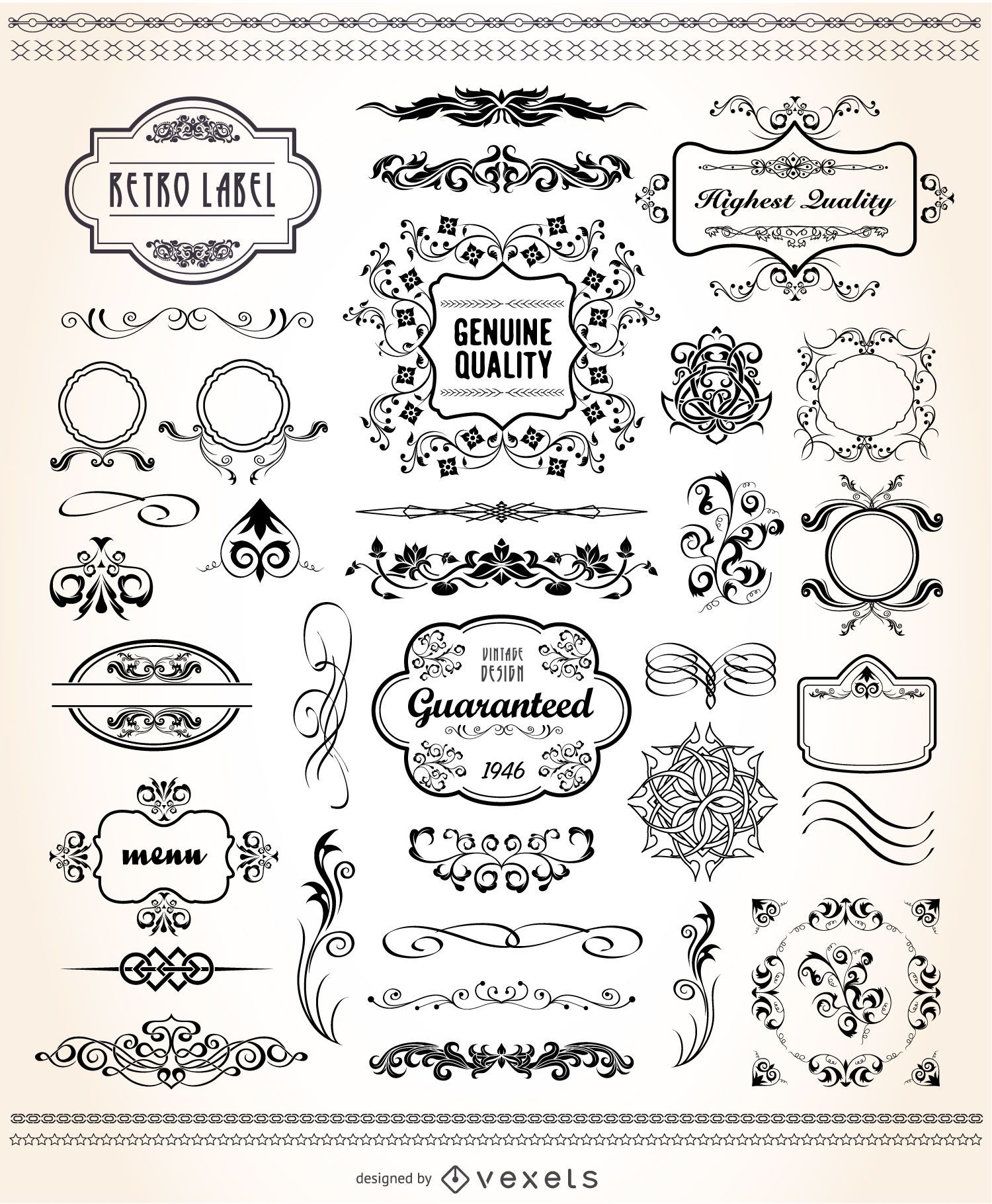 Set collection calligraphy lettering vintage Vector Image