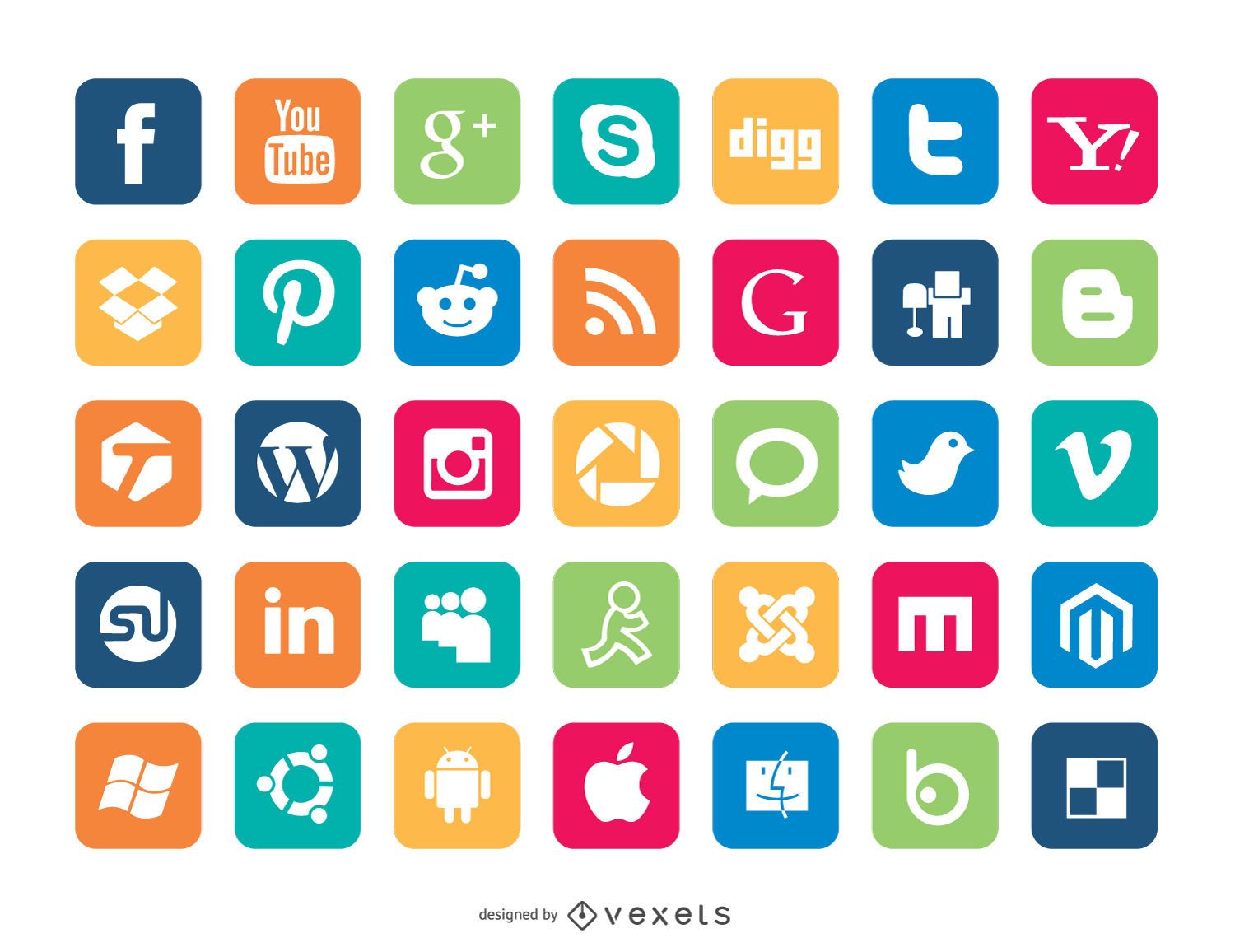 icono de redes sociales png conjunto