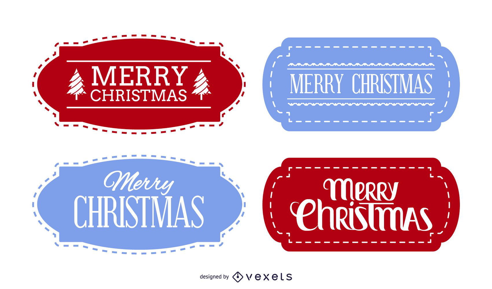 Decorative Christmas Label Set Vector Download