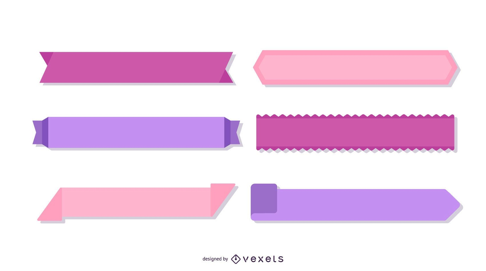 Premium Vector  Pastel ribbon banner set. vector illustration