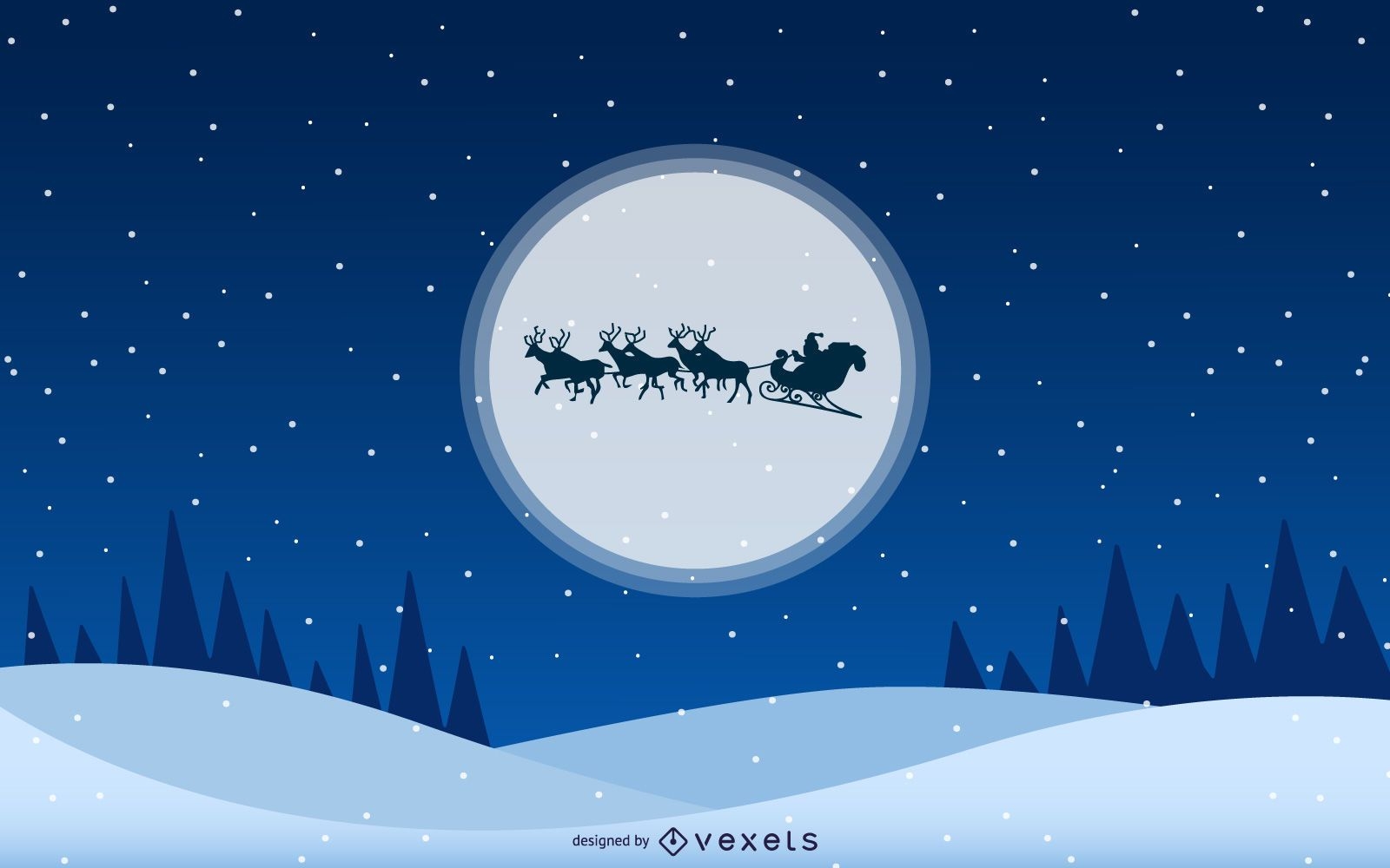 Santa Moon Christmas Backgrounds Vector Download