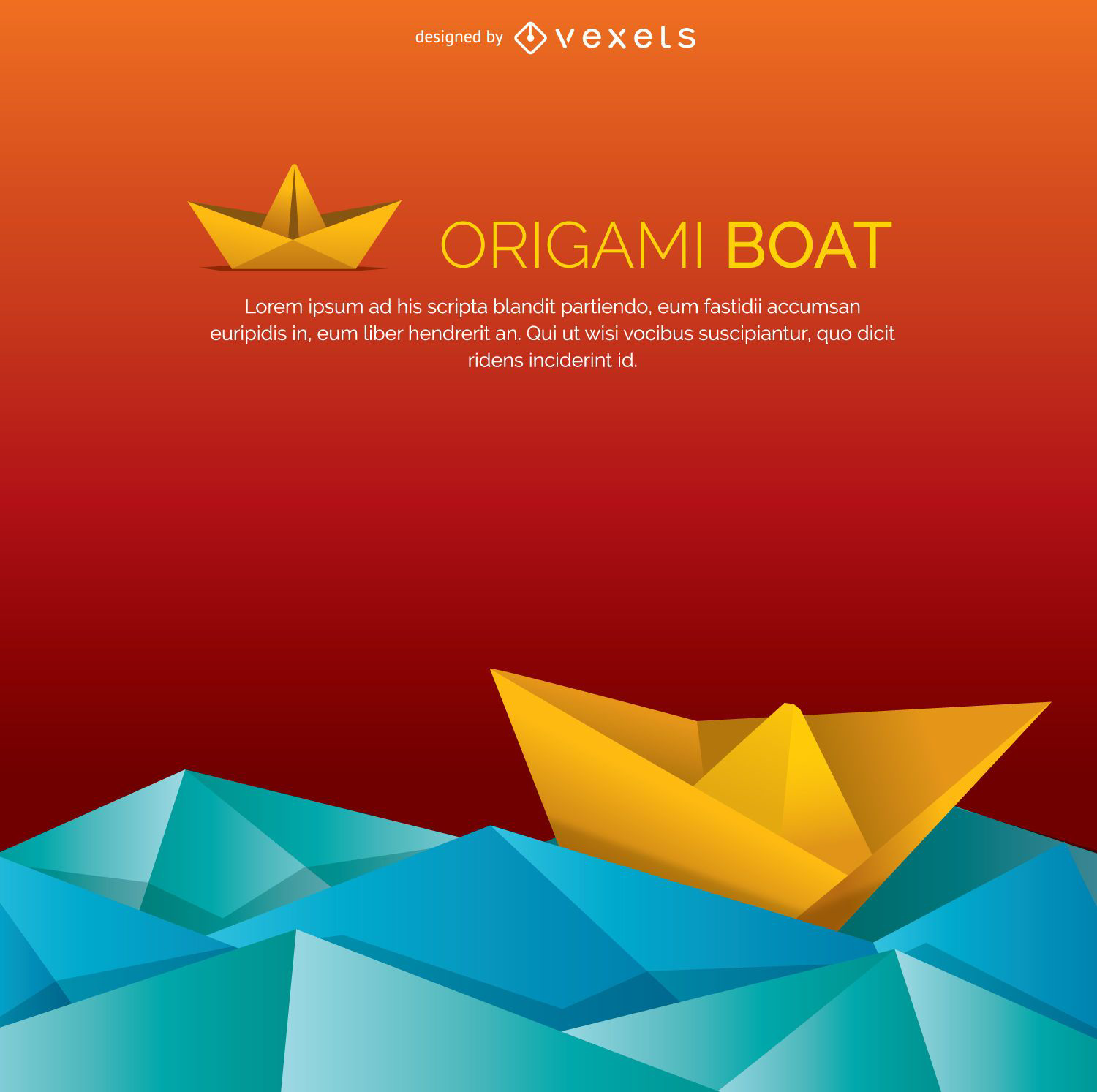 VECTOR red origami paper boat Stock Vector