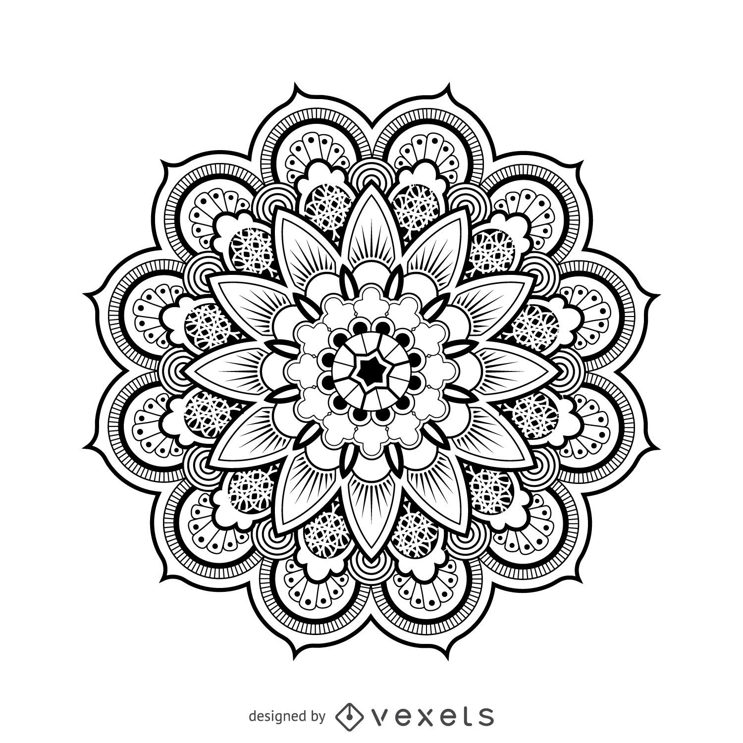 Descarga Vector De Dibujo De Diseño De Mandala