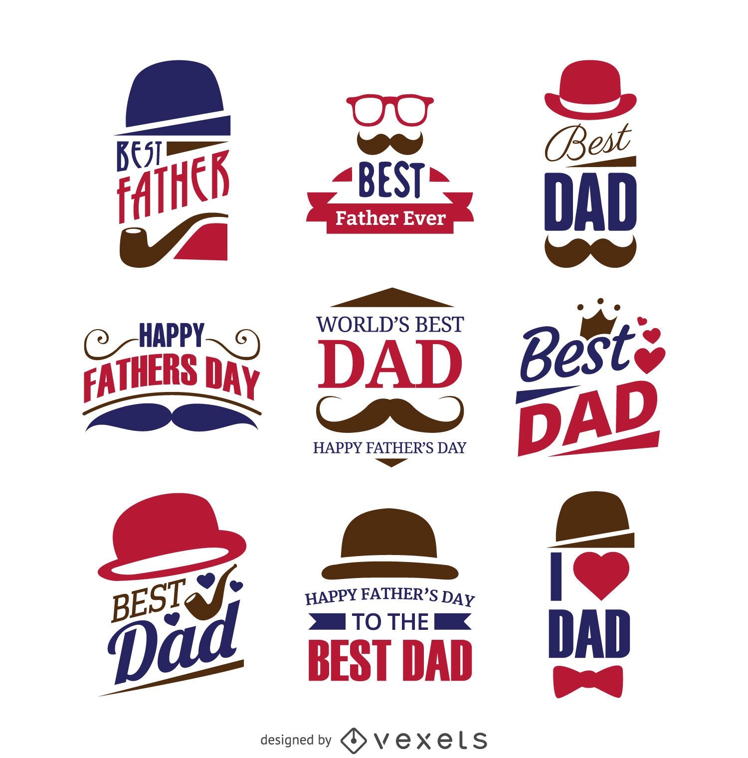 Hipster Father's Day Labels Vector Download