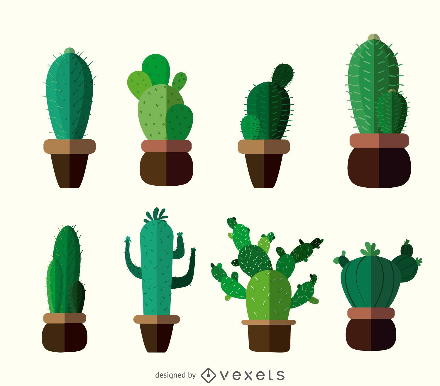 Baixar Vetor De Desenhos De Cactos Planos