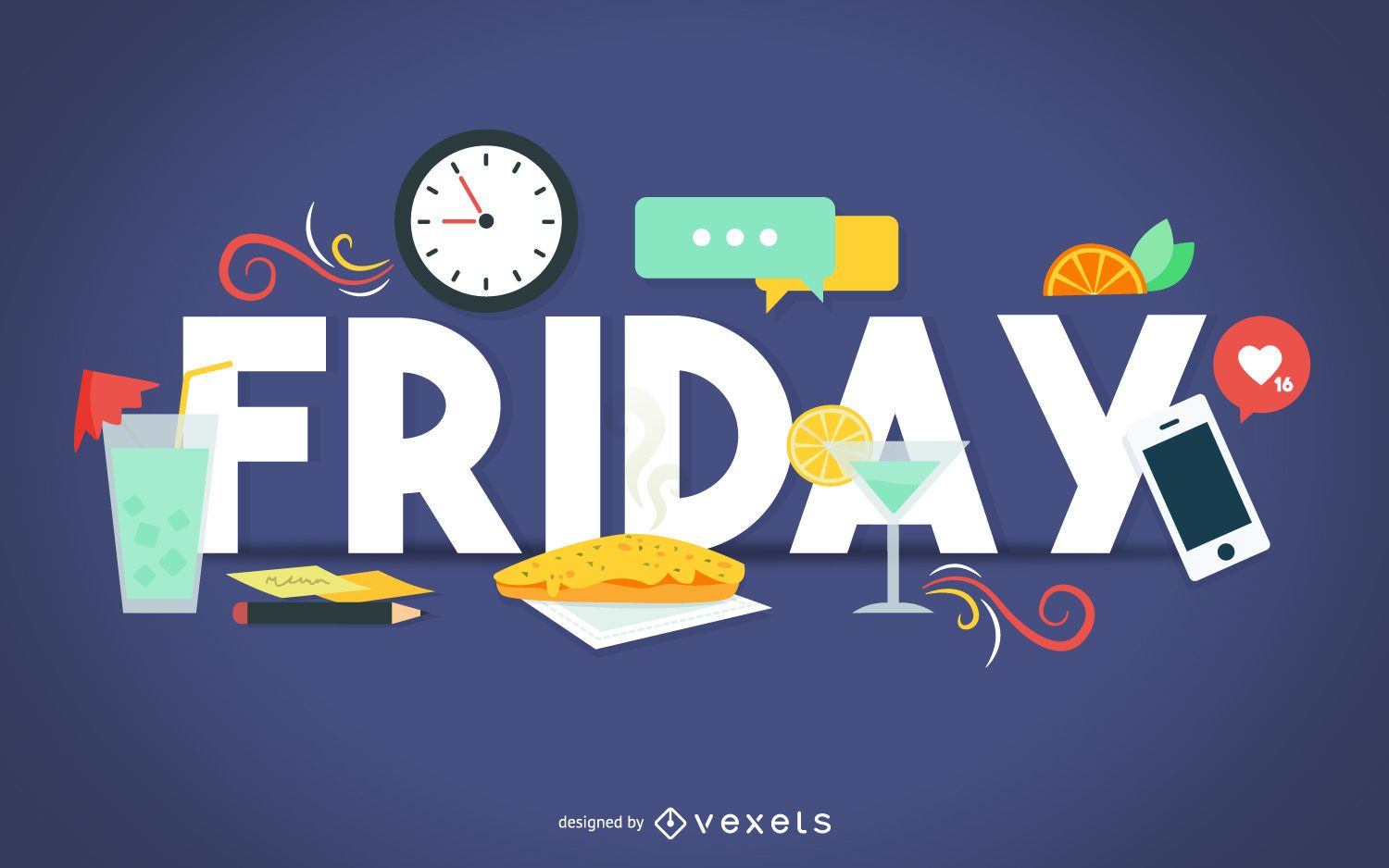 Friday Happy Hour Banner Vector Download