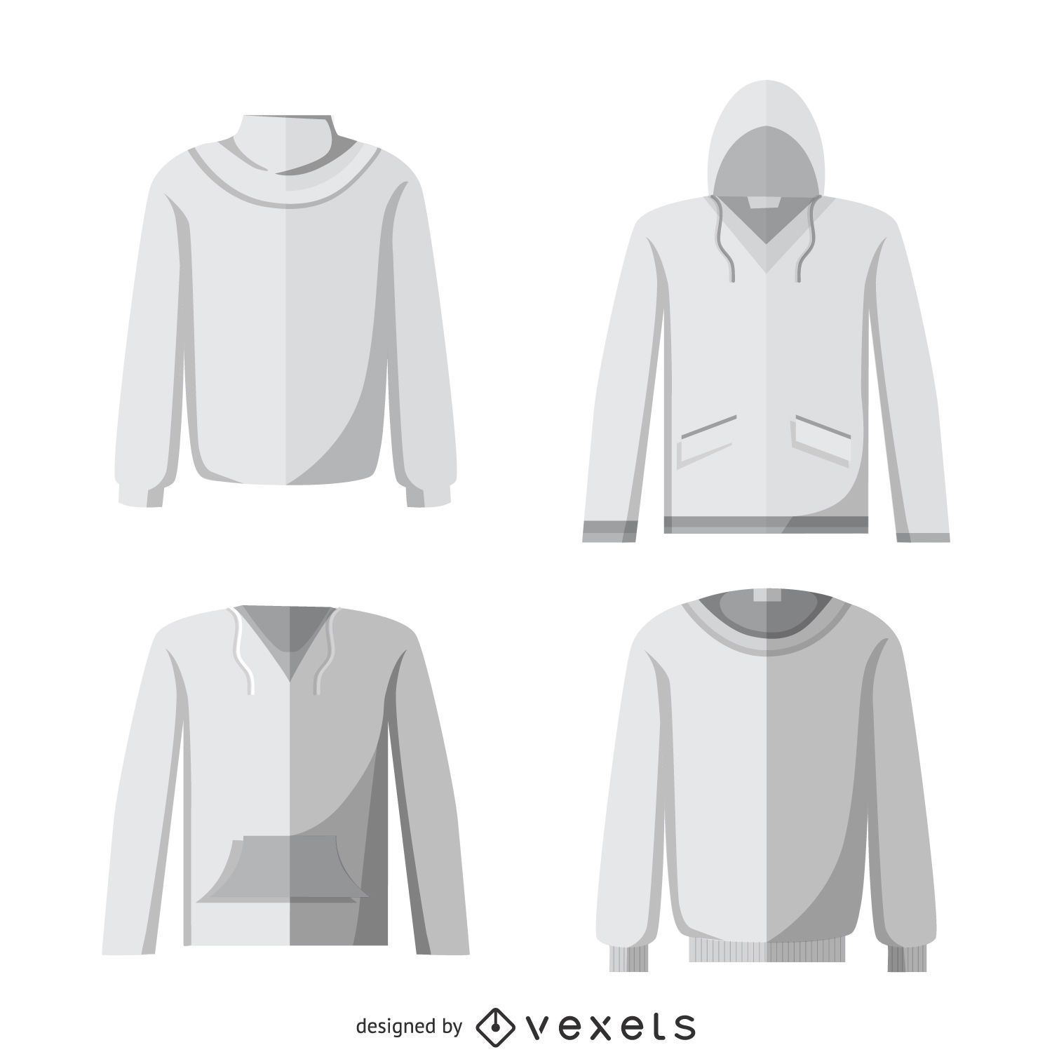 Blank Hoodie Set Vector Download