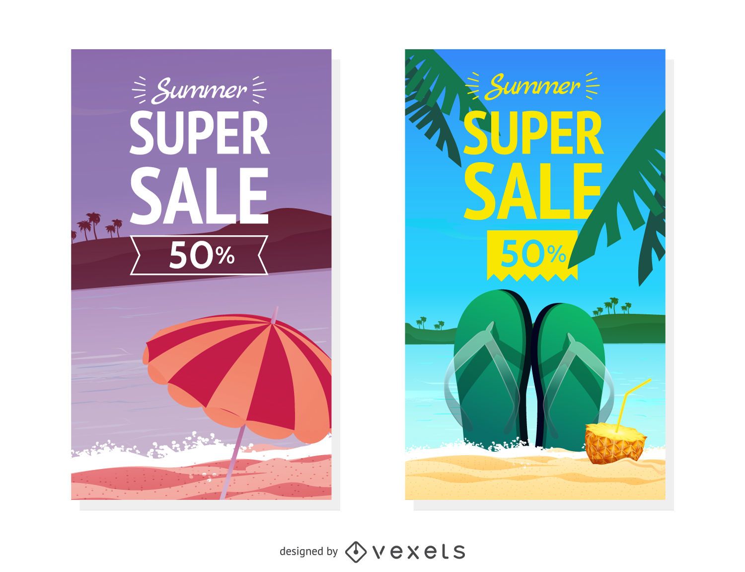 Descarga Vector De Conjunto De Banner De Venta De Verano