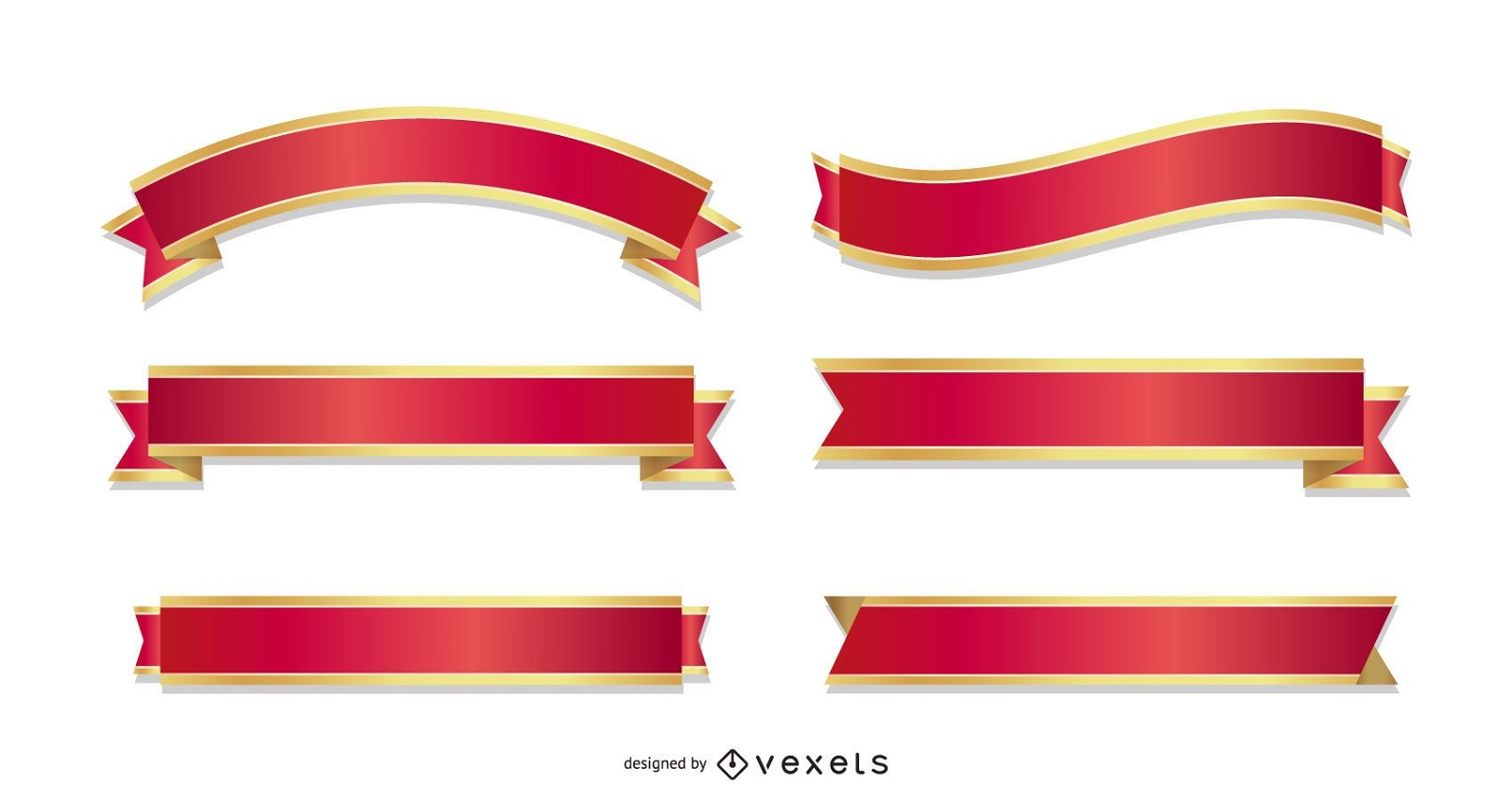 Red And Gold Ribbon Designs Vector Download