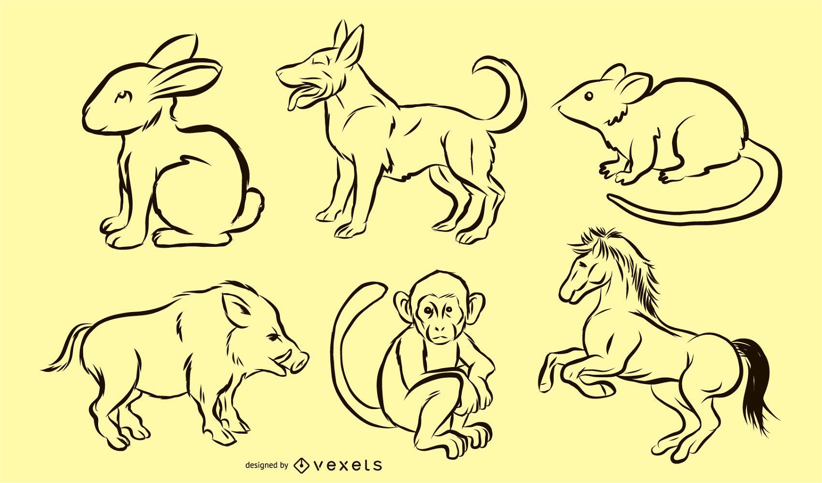 Easy pet animals or farm animals drawing.cow drawing, pig drawing, rabbit,  cat, camel, goat drawing - YouTube