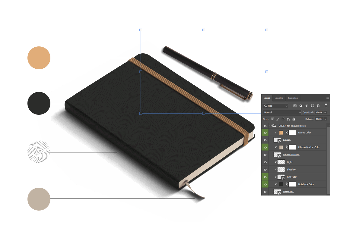 Image of a PSD mockup of a notebook.