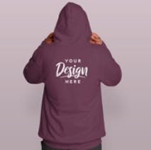 Man backwards covered in hoodie mockup