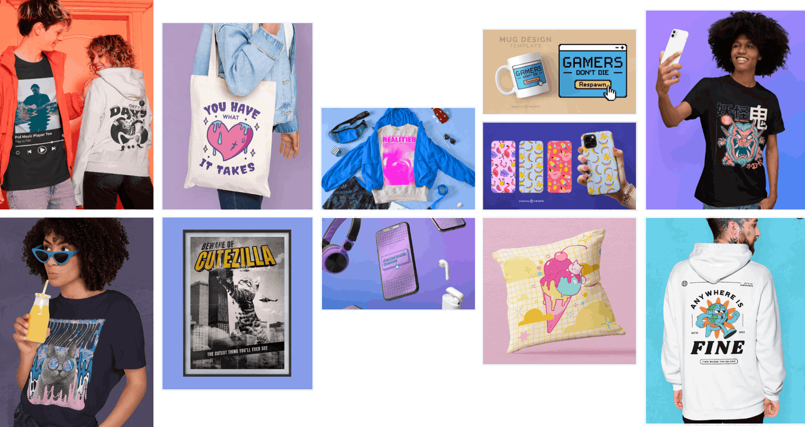 different merch designs