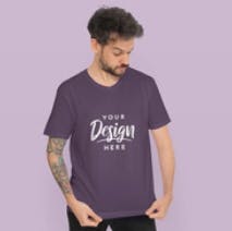 Man with tattoos in T-shirt mockup