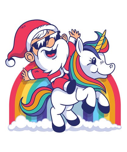 Santa Unicorn print-ready design