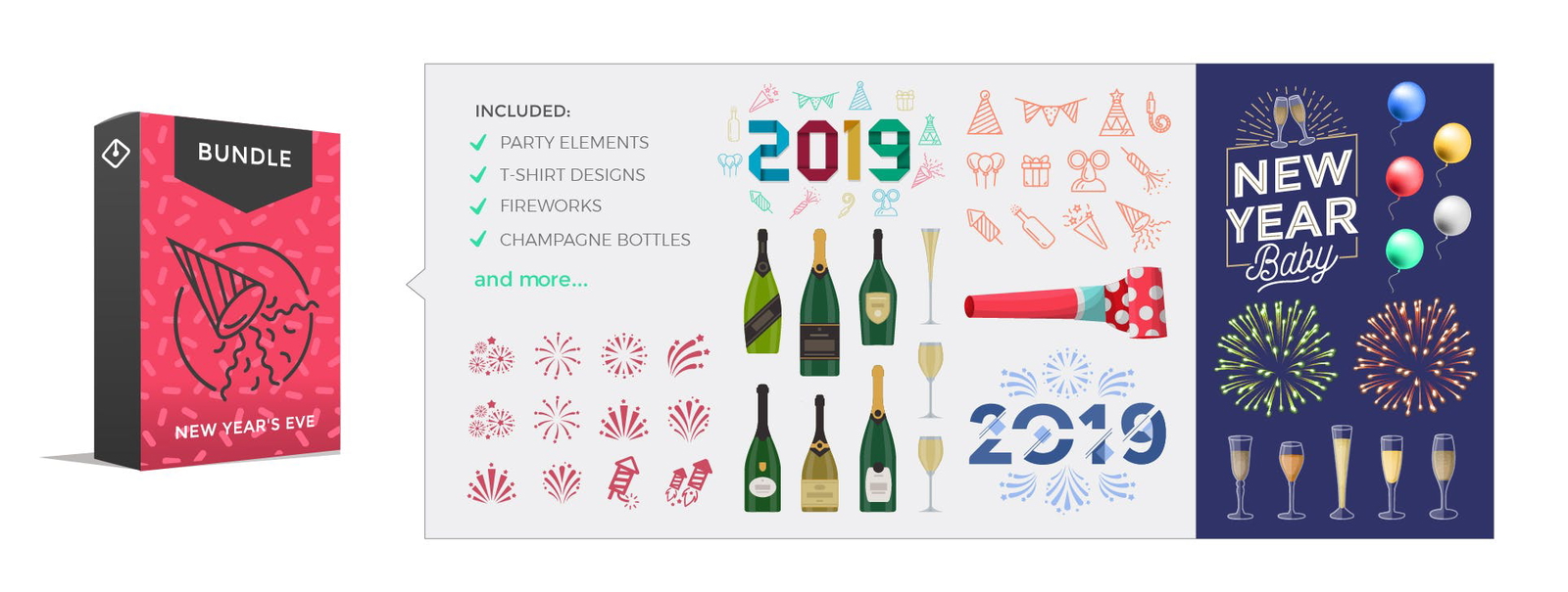 New year design elements bundle