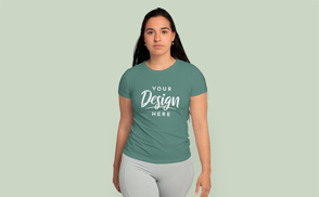 Hispanic serious woman t-shirt mockup | Start Editing Online