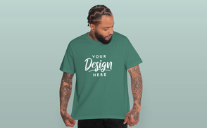 Young black man in t-shirt mockup