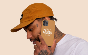 Black man face tattoo phone case mockup | Start Editing Online