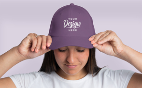 Young woman in a baseball cap mockup