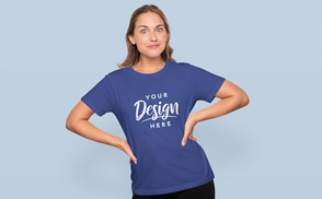 Woman in t-shirt mockup