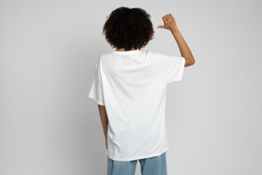 Black girl with oversized t-shirt mockup