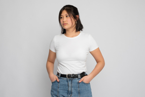 Asian girl with a t-shirt mockup