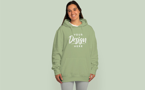 Young female in a hoodie mockup