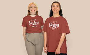 Couple of girls in t-shirt mockup