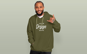 Young black man in hoodie mockup