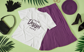 Women clothes and t-shirt mockup