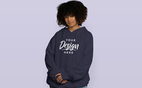 African american girl in hoodie mockup