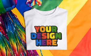 Folded t-shirt lgbt pride month mockup