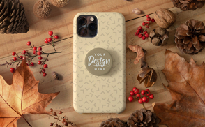 Phone case with popsocket fall mockup