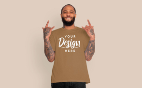 Black man rock sign t-shirt mockup | Start Editing Online