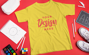 Child t-shirt with school supplies mockup