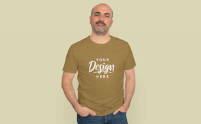 Man with hands on pockets t-shirt mockup