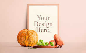 autumn food poster mockup composition