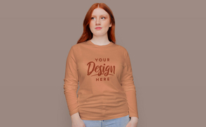 Redhead girl long sleeve t-shirt mockup