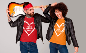 Rocker couple merch t-shirt mockup