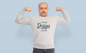 Man with strong arms sweatshirt mockup