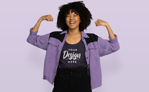 Strong black woman in tank top mockup