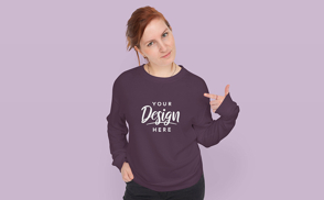 Woman with ponytail in cool pose sweatshirt mockup