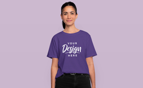 Female model wearing t-shirt mockup