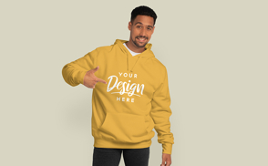 Hispanic man in a hoodie mockup