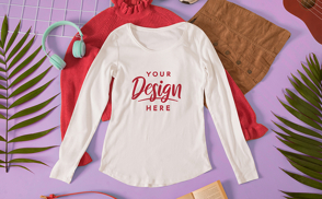 Sweatshirt with palm tree leaves mockup